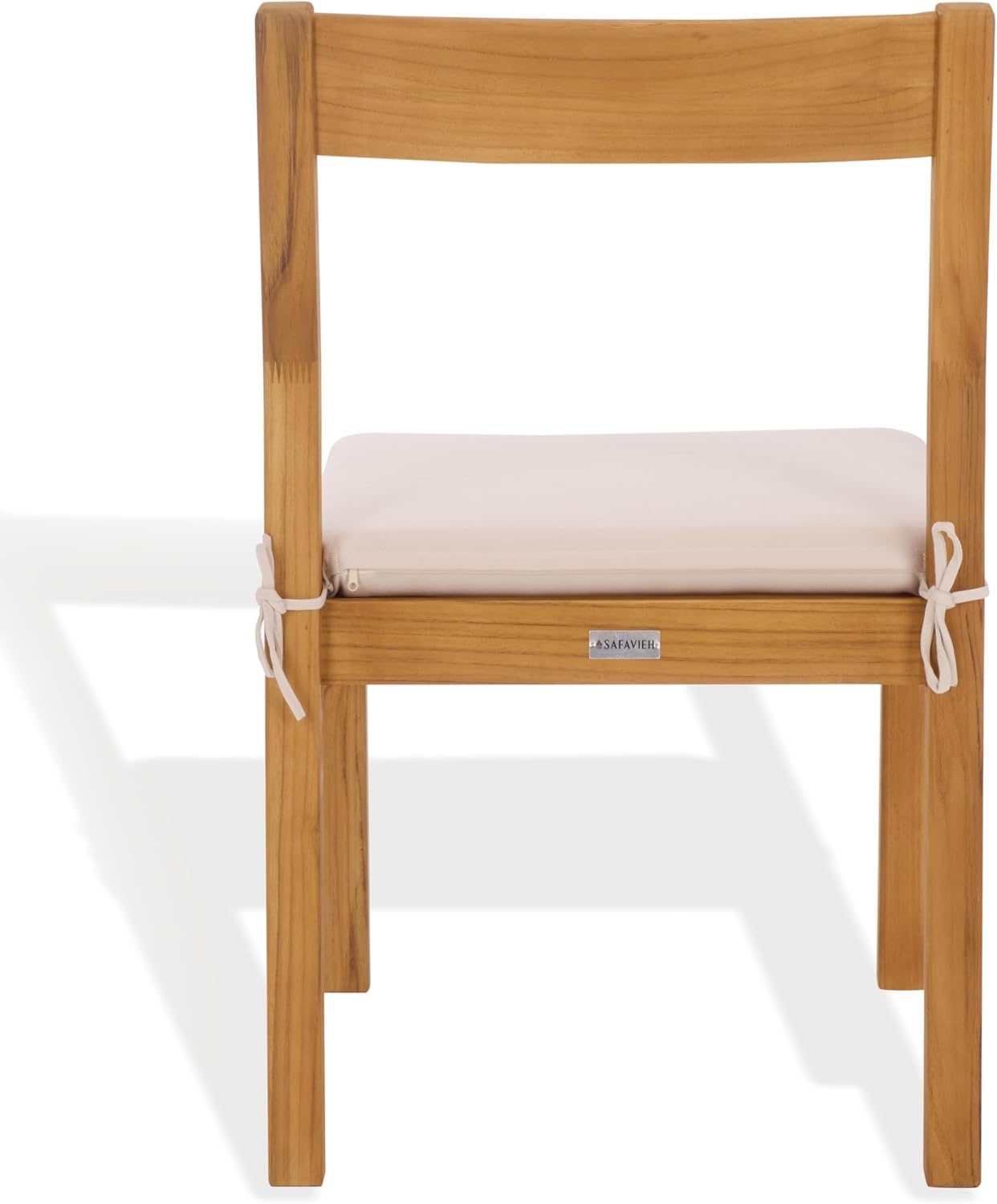 image:imageSAFAVIEH Couture Outdoor Collection Mayaguana NaturalWhite Solid Teak Wood Dining Chair Set of 2
