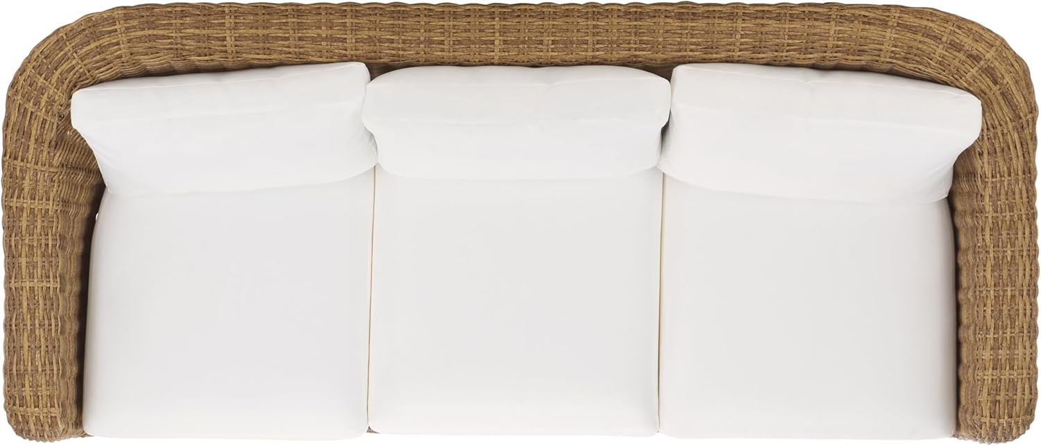 image:imageSAFAVIEH Couture Outdoor Collection Melbourne NaturalWhite Cushion Wicker Sofa