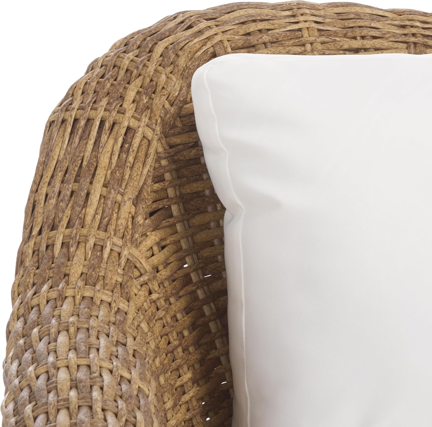 image:imageSAFAVIEH Couture Outdoor Collection Melbourne NaturalWhite Cushion Wicker Sofa