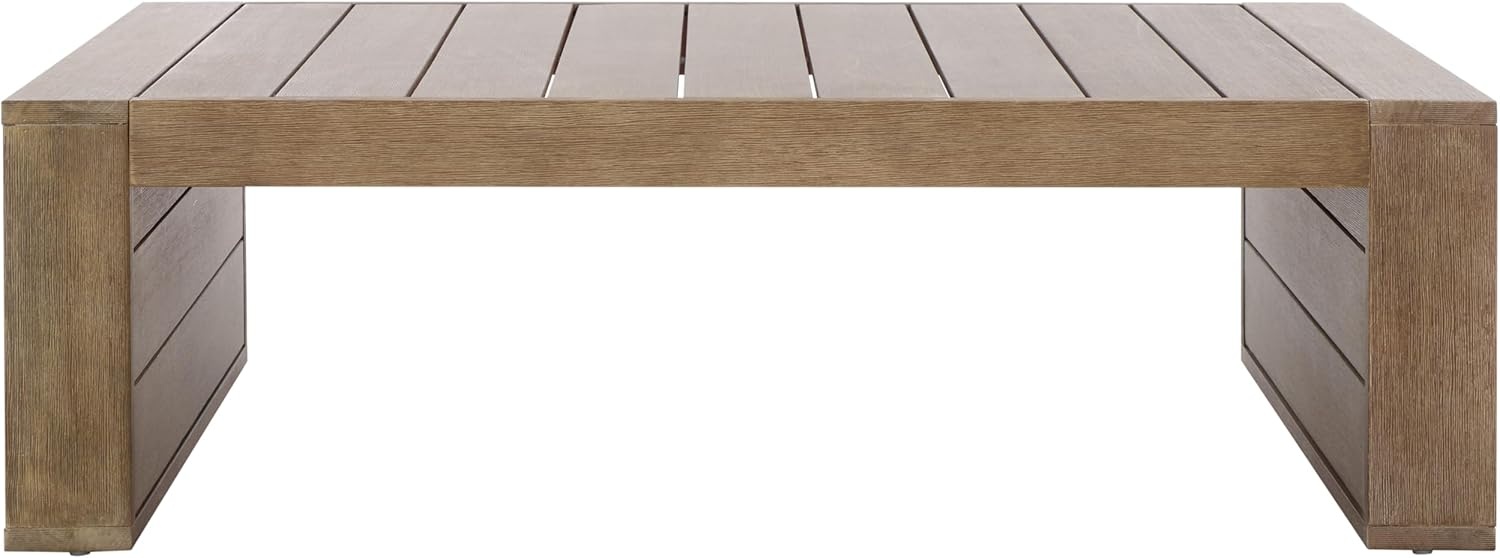 image:imageSAFAVIEH Couture Outdoor Collection Santiago Natural Solid Wood Coffee Table