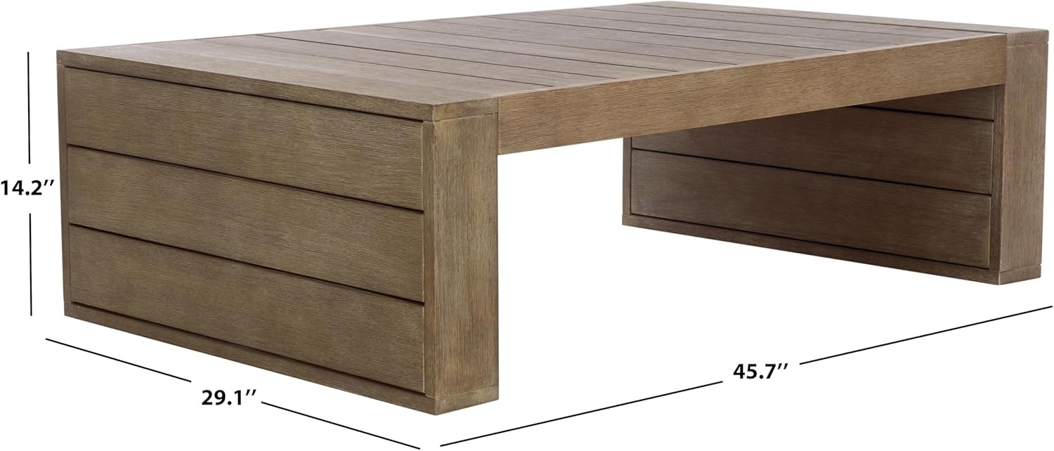 image:imageSAFAVIEH Couture Outdoor Collection Santiago Natural Solid Wood Coffee Table