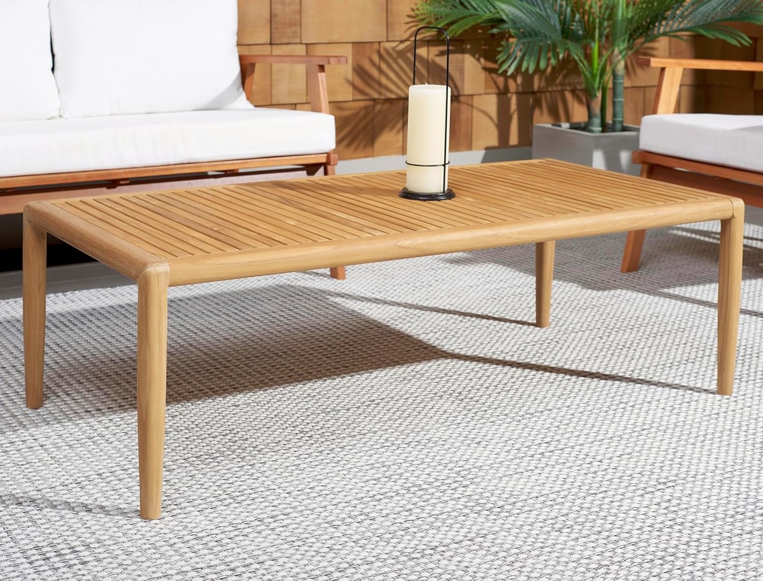 image:imageSAFAVIEH Couture Outdoor Collection Tortuga Natural Brown Solid Wood Patio Coffee Table