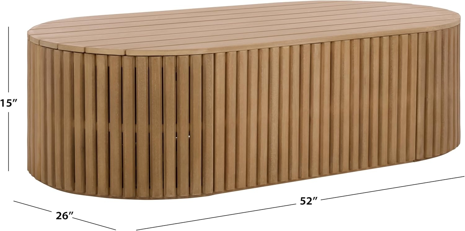 image:imageSAFAVIEH Couture Outdoor Patio Furniture Collection Arielle Solid Wood Oval Coffee Table Fully Assembled CPT5001Natural