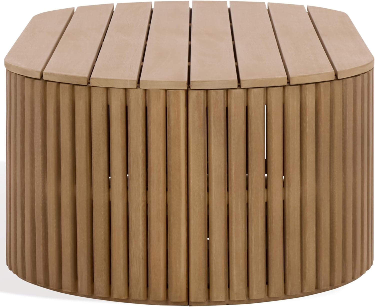 image:imageSAFAVIEH Couture Outdoor Patio Furniture Collection Arielle Solid Wood Oval Coffee Table Fully Assembled CPT5001Natural