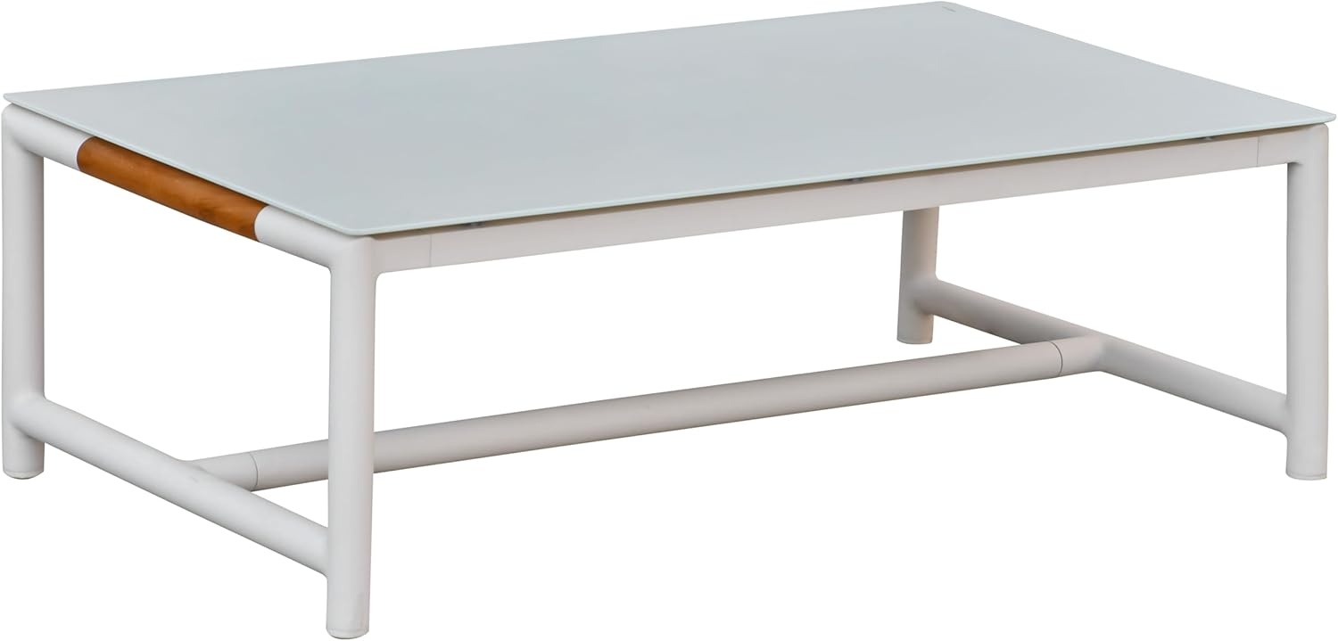 image:imageSAFAVIEH Couture Outdoor Patio Furniture Collection Chryssa Rectangular Coffee Table White Aluminum Frame with Glass Top CPT4009AWhite