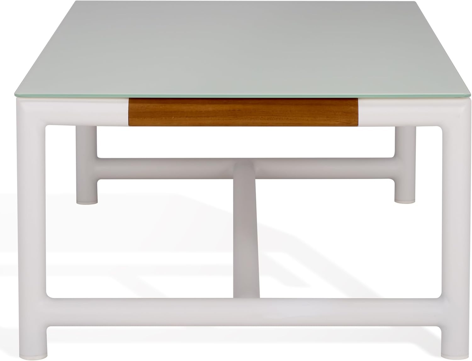 image:imageSAFAVIEH Couture Outdoor Patio Furniture Collection Chryssa Rectangular Coffee Table White Aluminum Frame with Glass Top CPT4009AWhite