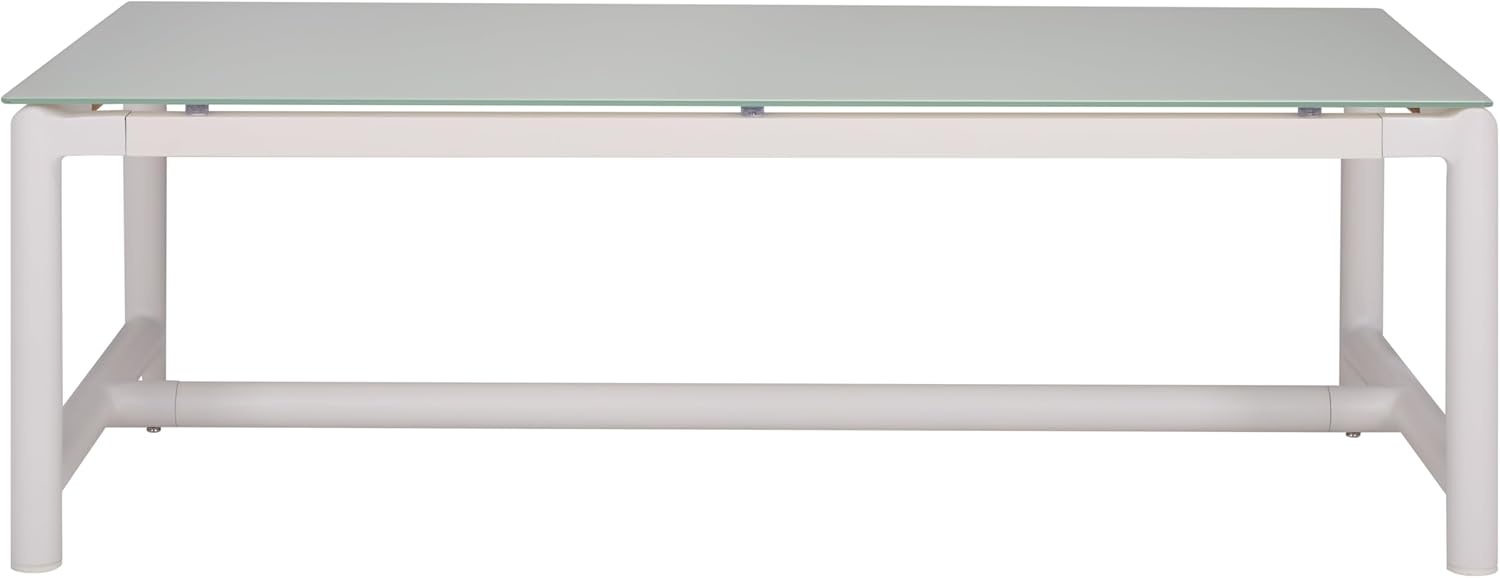 image:imageSAFAVIEH Couture Outdoor Patio Furniture Collection Chryssa Rectangular Coffee Table White Aluminum Frame with Glass Top CPT4009AWhite