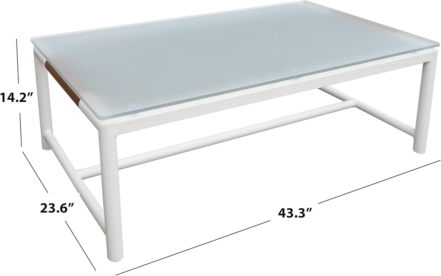 image:imageSAFAVIEH Couture Outdoor Patio Furniture Collection Chryssa Rectangular Coffee Table White Aluminum Frame with Glass Top CPT4009AWhite