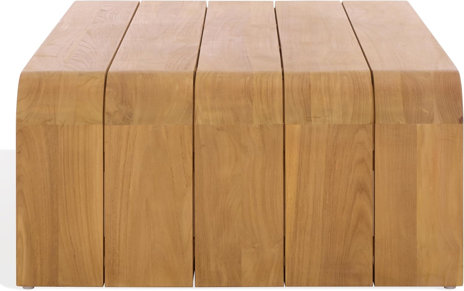 image:imageSAFAVIEH Couture Outdoor Patio Furniture Collection Cove Teak Solid Wood Slatted Rectangular Coffee Table CPT2018Natural