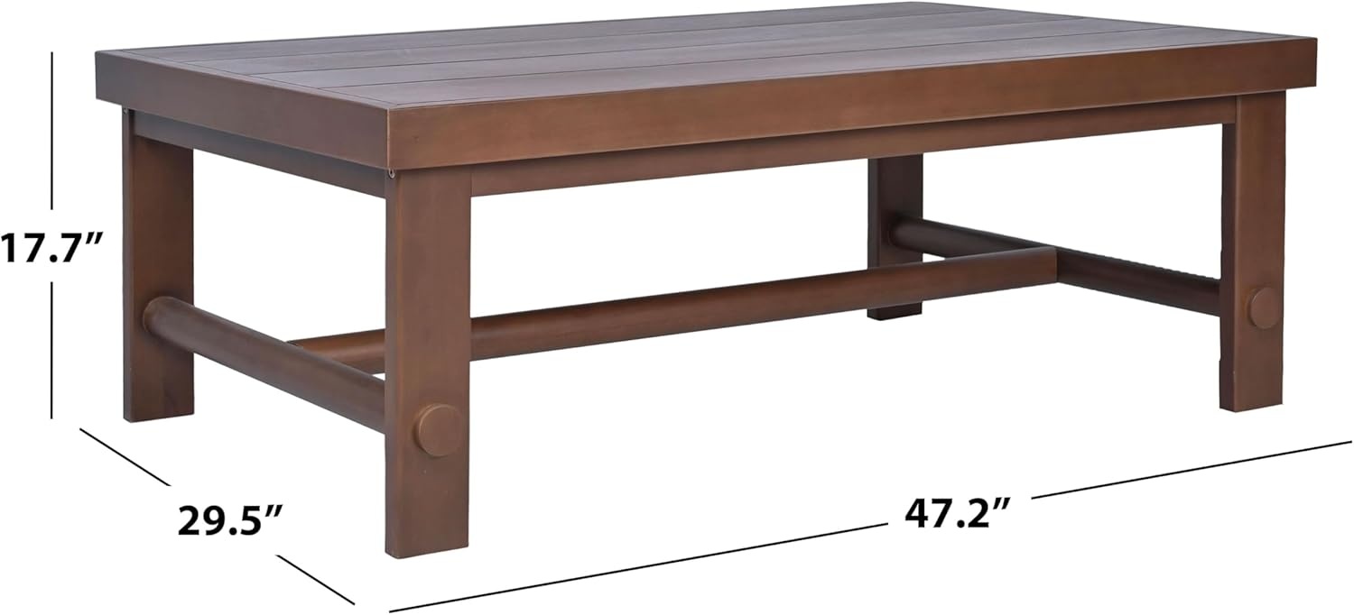 image:imageSAFAVIEH Couture Outdoor Patio Furniture Collection Cruise Eucalyptus Wood Coffee Table Walnut Rectangular Patio Coffee Table for Outdoor Living Spaces CPT1075AWalnut
