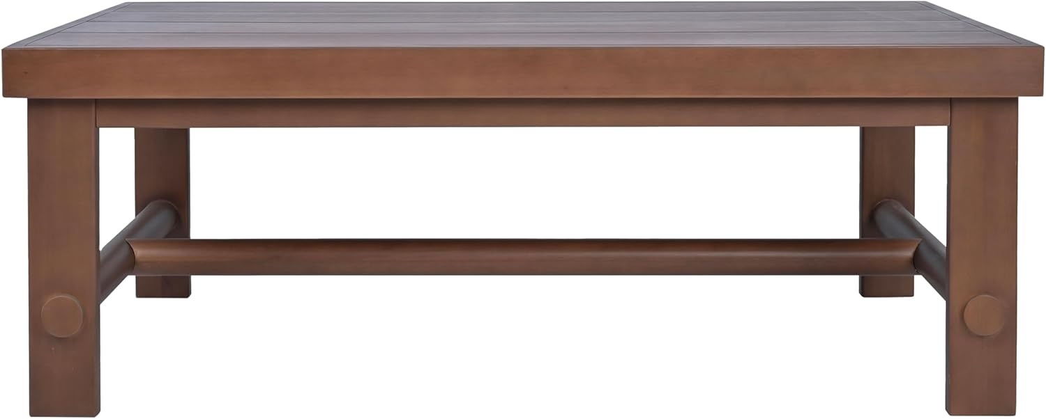 image:imageSAFAVIEH Couture Outdoor Patio Furniture Collection Cruise Eucalyptus Wood Coffee Table Walnut Rectangular Patio Coffee Table for Outdoor Living Spaces CPT1075AWalnut