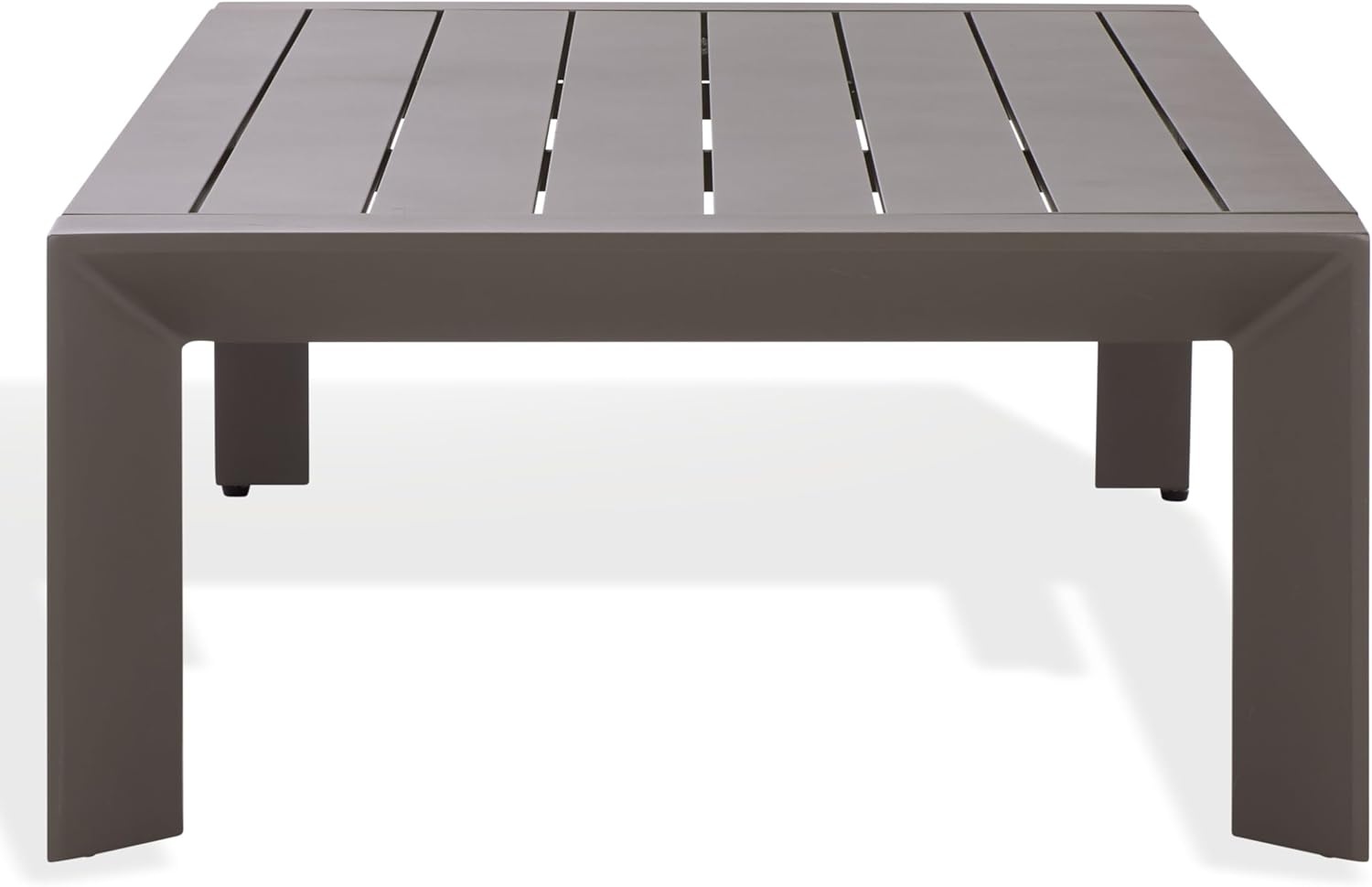 image:imageSAFAVIEH Couture Outdoor Patio Furniture Collection Donaldo Rectangular Coffee Table Dark Grey Aluminum Frame with Slatted Top CPT4012ADark Grey
