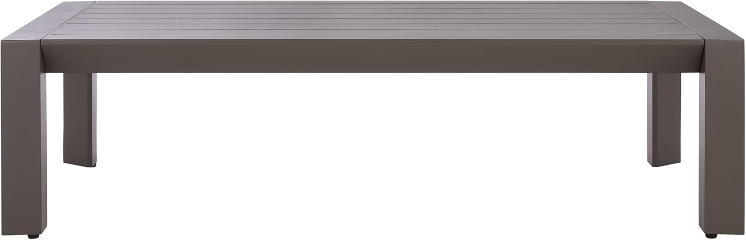image:imageSAFAVIEH Couture Outdoor Patio Furniture Collection Donaldo Rectangular Coffee Table Dark Grey Aluminum Frame with Slatted Top CPT4012ADark Grey