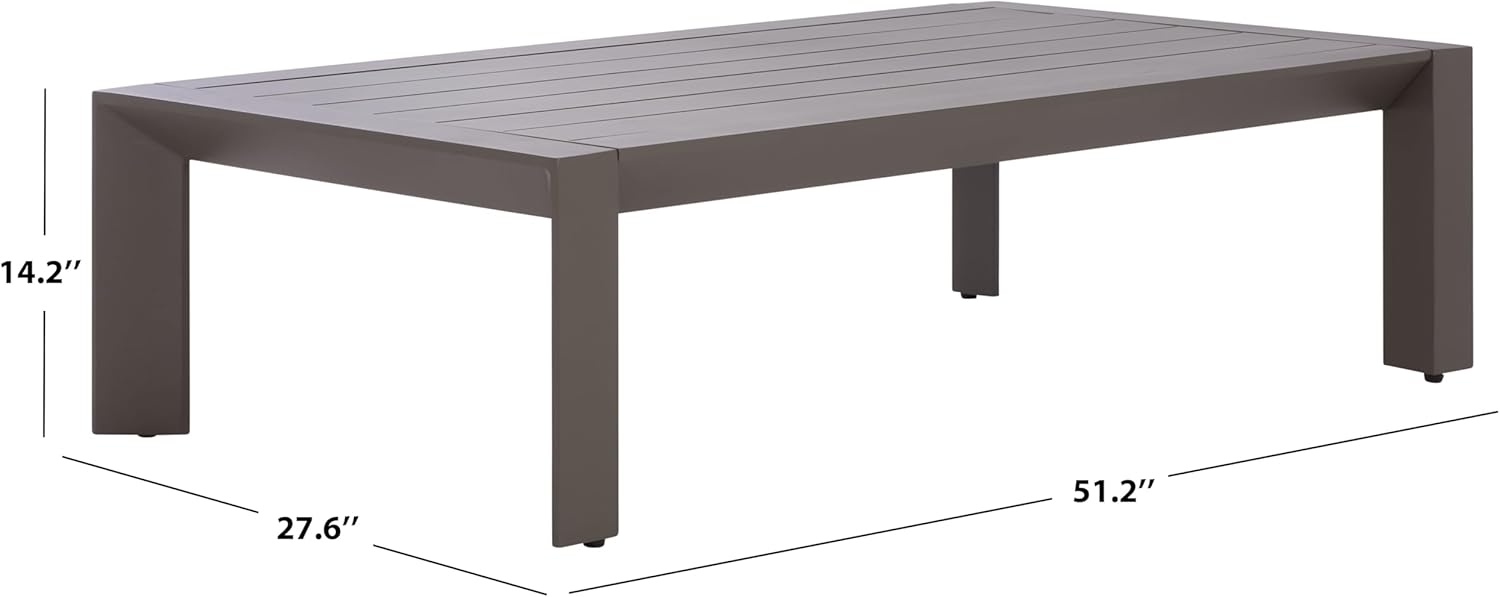 image:imageSAFAVIEH Couture Outdoor Patio Furniture Collection Donaldo Rectangular Coffee Table Dark Grey Aluminum Frame with Slatted Top CPT4012ADark Grey
