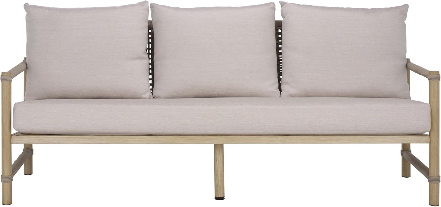 image:imageSAFAVIEH Couture Outdoor Patio Furniture Collection Dorianna 3Seater Sofa Sand amp Beige Woven Rope and Removable Cushions CPT4005ASandBeige