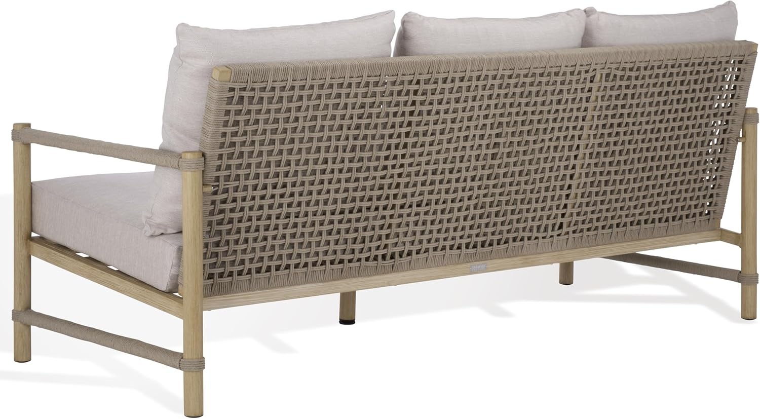 image:imageSAFAVIEH Couture Outdoor Patio Furniture Collection Dorianna 3Seater Sofa Sand amp Beige Woven Rope and Removable Cushions CPT4005ASandBeige