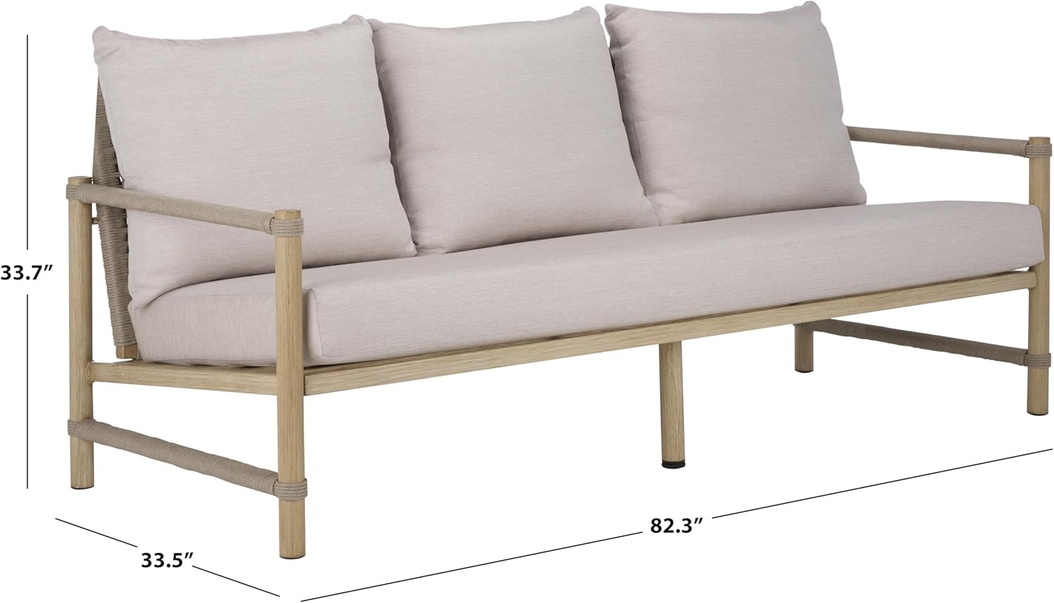 image:imageSAFAVIEH Couture Outdoor Patio Furniture Collection Dorianna 3Seater Sofa Sand amp Beige Woven Rope and Removable Cushions CPT4005ASandBeige
