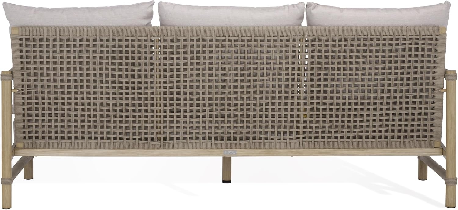 image:imageSAFAVIEH Couture Outdoor Patio Furniture Collection Dorianna 3Seater Sofa Sand amp Beige Woven Rope and Removable Cushions CPT4005ASandBeige