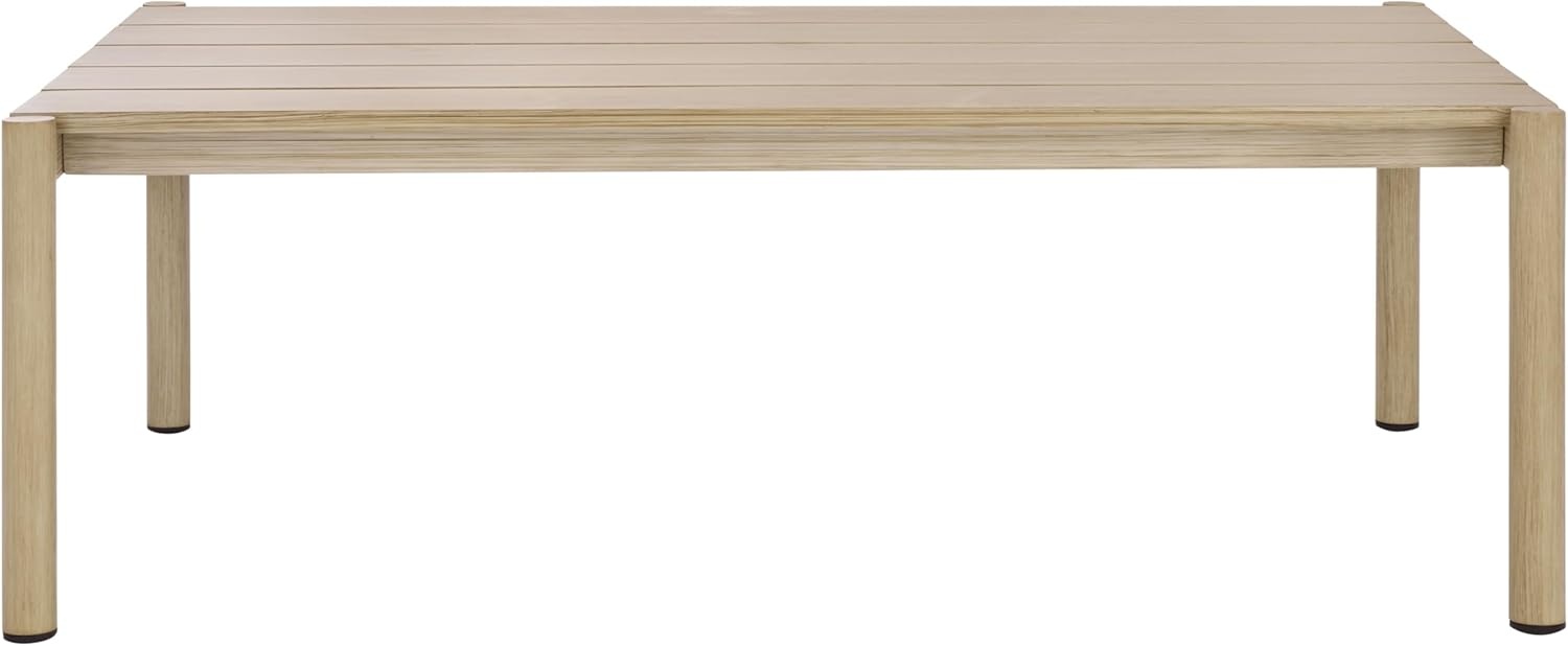 image:imageSAFAVIEH Couture Outdoor Patio Furniture Collection Dorianna Rectangular Coffee Table Sand Wood Slatted Top CPT4006ASand