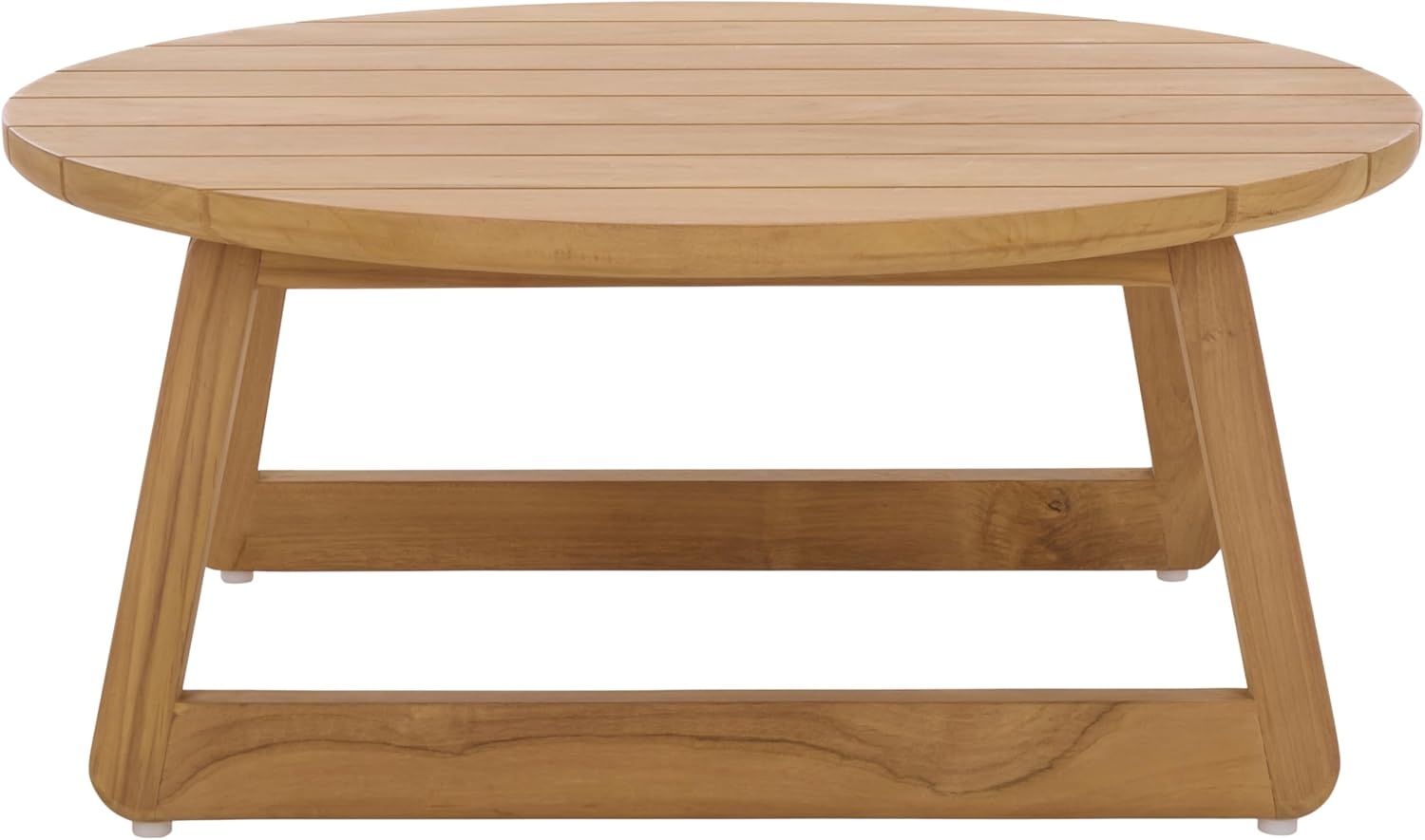 image:imageSAFAVIEH Couture Outdoor Patio Furniture Collection Gale Teak Solid Wood Round Slatted Top Coffee Table CPT2012ANatural