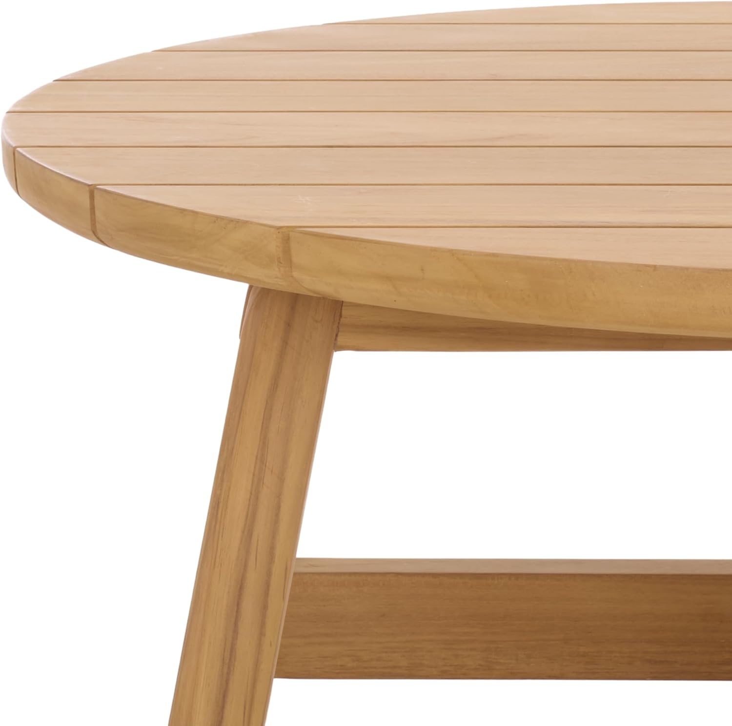image:imageSAFAVIEH Couture Outdoor Patio Furniture Collection Gale Teak Solid Wood Round Slatted Top Coffee Table CPT2012ANatural