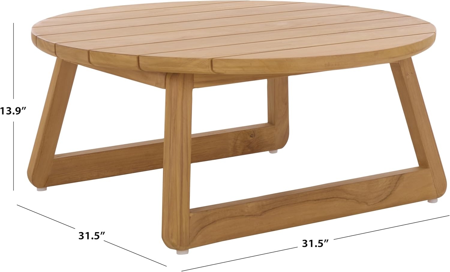 image:imageSAFAVIEH Couture Outdoor Patio Furniture Collection Gale Teak Solid Wood Round Slatted Top Coffee Table CPT2012ANatural