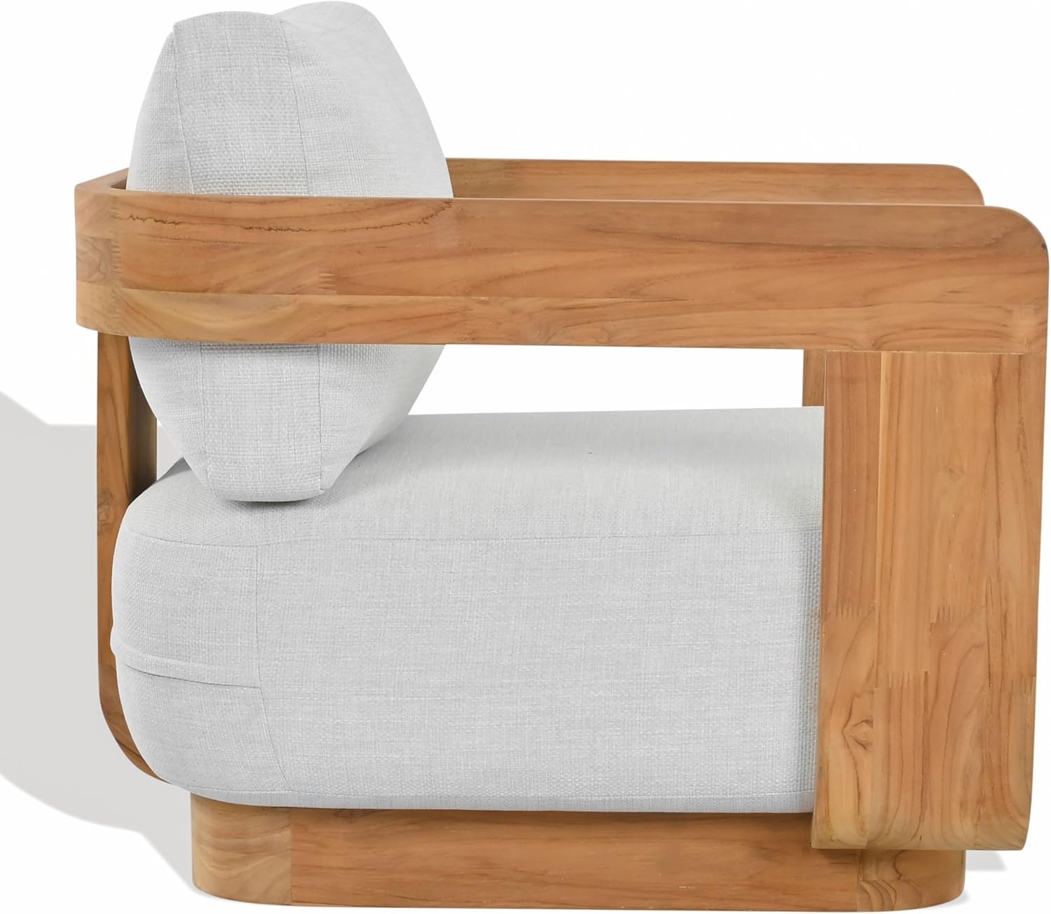 image:imageSAFAVIEH Couture Outdoor Patio Furniture Collection Leilani Natural Teak Patio Chair Outdoor Accent Chair with White Cushions CPT1081AWhiteNatural Teak
