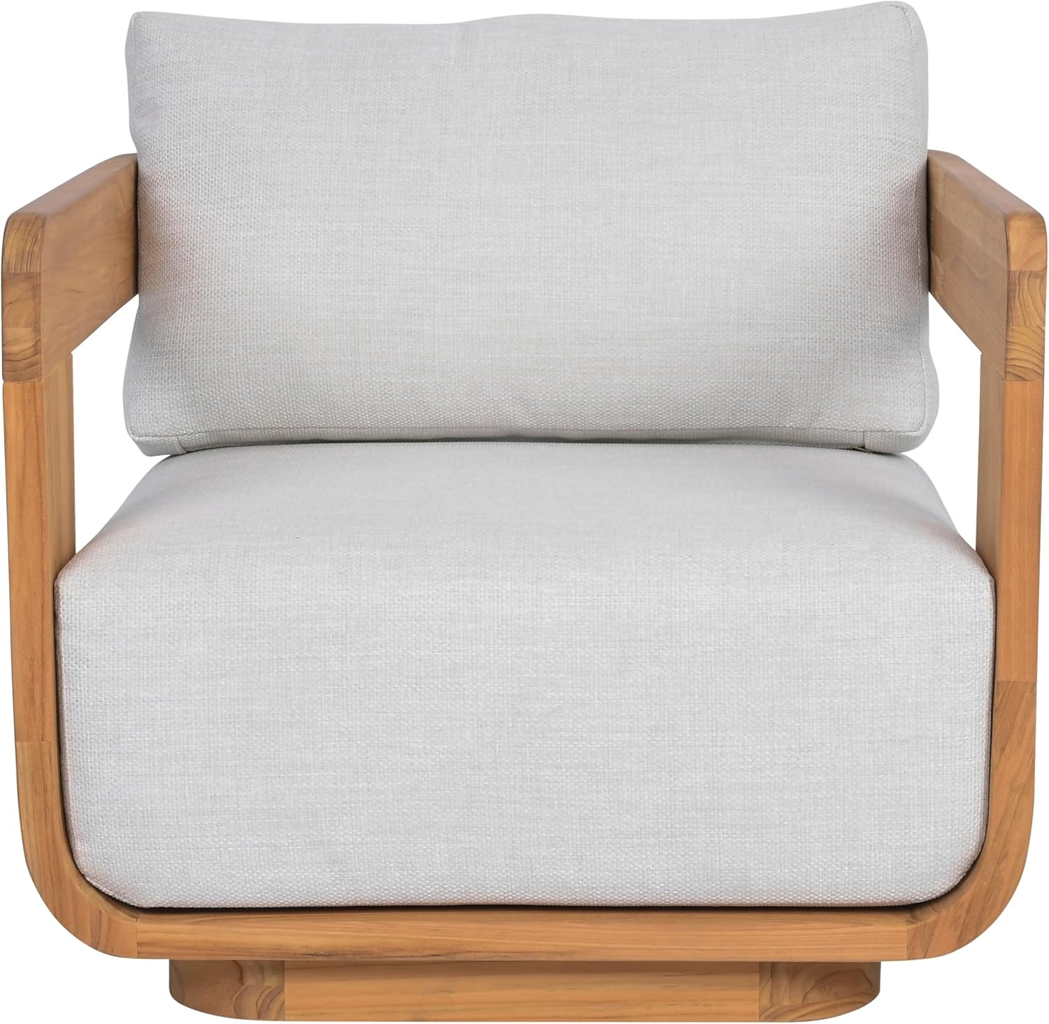 image:imageSAFAVIEH Couture Outdoor Patio Furniture Collection Leilani Natural Teak Patio Chair Outdoor Accent Chair with White Cushions CPT1081AWhiteNatural Teak