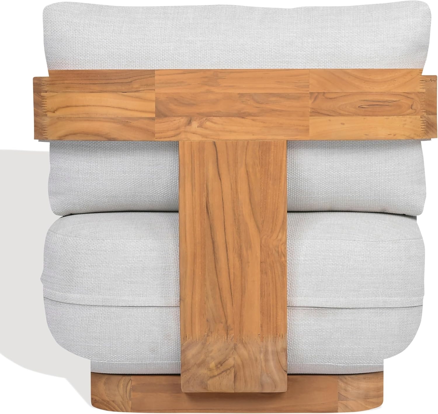 image:imageSAFAVIEH Couture Outdoor Patio Furniture Collection Leilani Natural Teak Patio Chair Outdoor Accent Chair with White Cushions CPT1081AWhiteNatural Teak