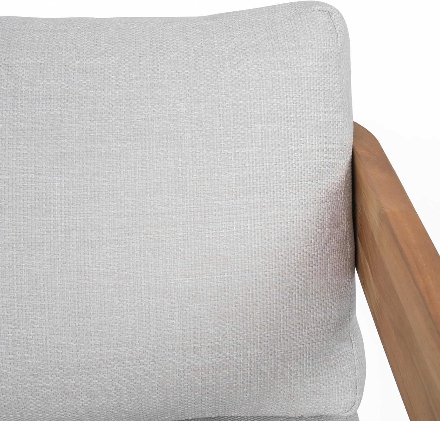 image:imageSAFAVIEH Couture Outdoor Patio Furniture Collection Leilani Natural Teak Patio Sofa Outdoor Sofa with White Cushions CPT1082AWhiteNatural Teak