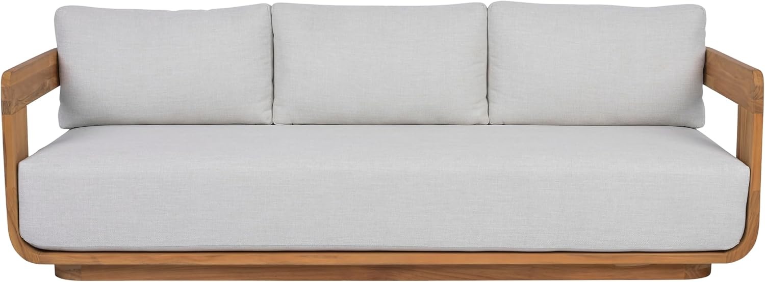 image:imageSAFAVIEH Couture Outdoor Patio Furniture Collection Leilani Natural Teak Patio Sofa Outdoor Sofa with White Cushions CPT1082AWhiteNatural Teak