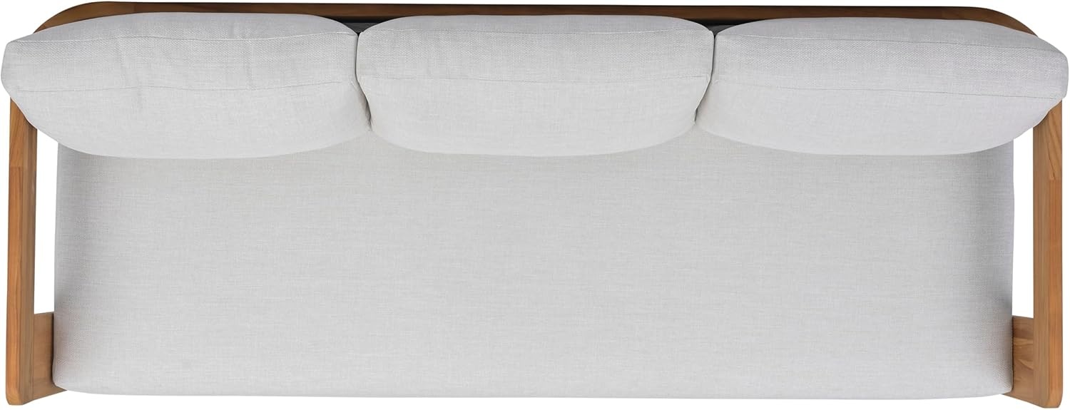 image:imageSAFAVIEH Couture Outdoor Patio Furniture Collection Leilani Natural Teak Patio Sofa Outdoor Sofa with White Cushions CPT1082AWhiteNatural Teak