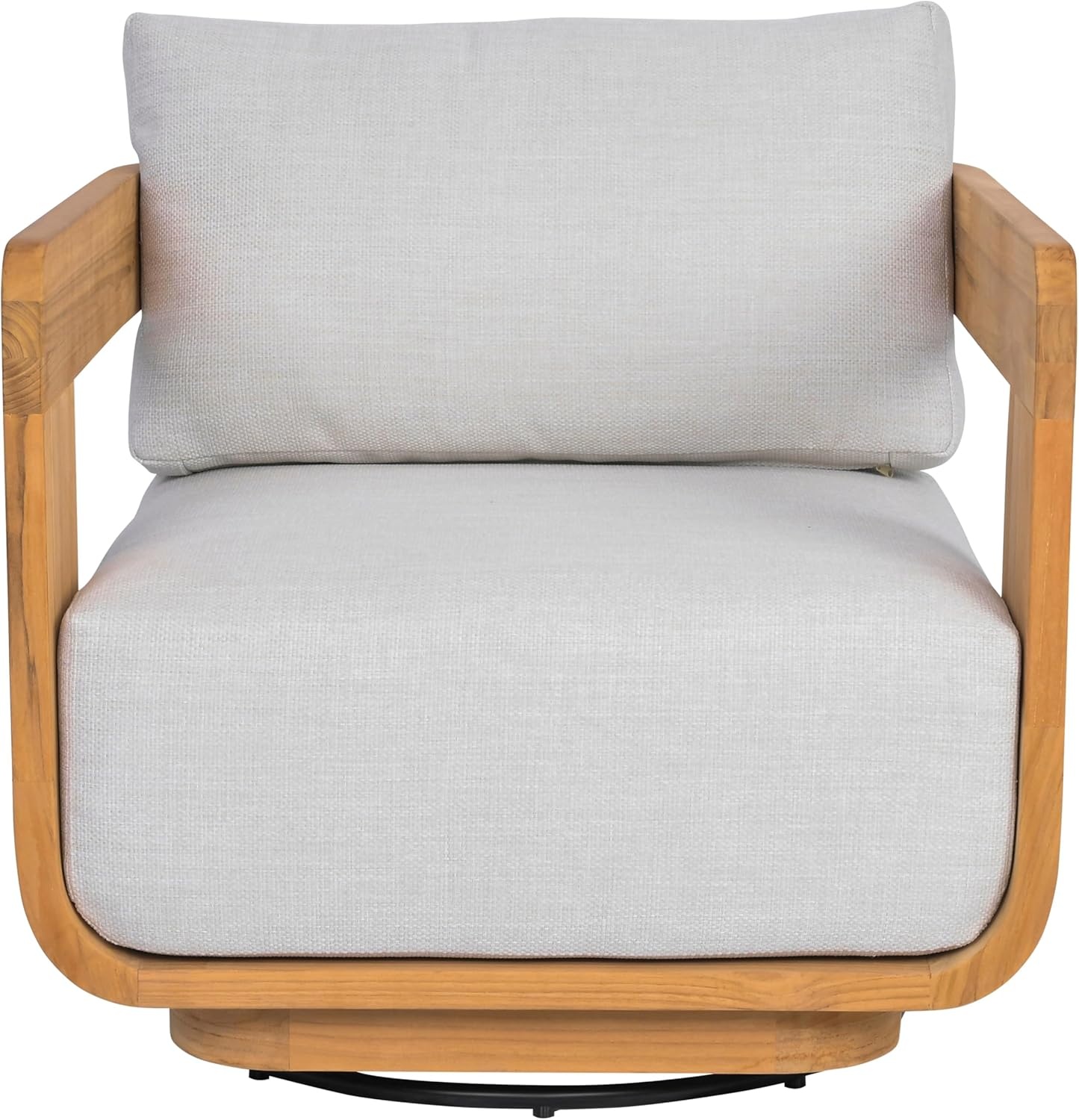image:imageSAFAVIEH Couture Outdoor Patio Furniture Collection Leilani Natural Teak Wood Swivel Patio Chair Outdoor Accent Chair with White Cushions CPT1080AWhiteNatural Teak