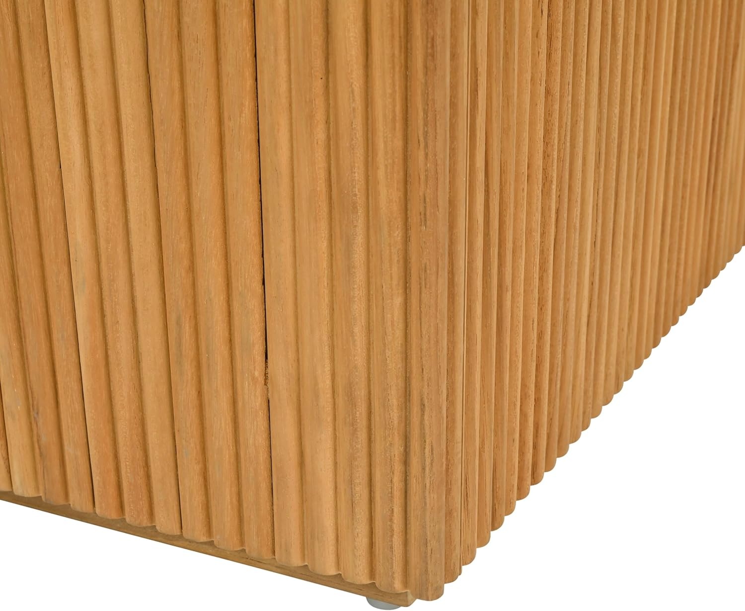image:imageSAFAVIEH Couture Outdoor Patio Furniture Collection Saint Lucia Natural Teak Wood Coffee Table Reeded Outdoor Accent Table for Patio Deck amp Garden Solid Teak CPT1070ANatural