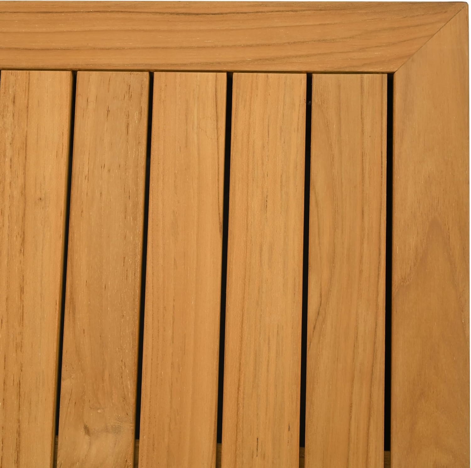 image:imageSAFAVIEH Couture Outdoor Patio Furniture Collection Saint Lucia Natural Teak Wood Coffee Table Reeded Outdoor Accent Table for Patio Deck amp Garden Solid Teak CPT1070ANatural