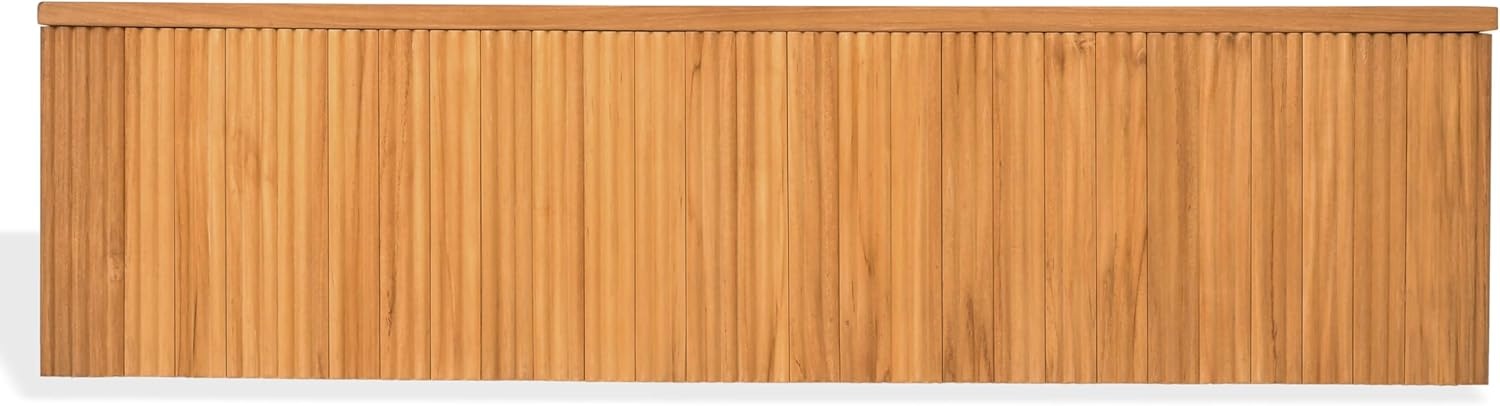 image:imageSAFAVIEH Couture Outdoor Patio Furniture Collection Saint Lucia Natural Teak Wood Coffee Table Reeded Outdoor Accent Table for Patio Deck amp Garden Solid Teak CPT1070ANatural