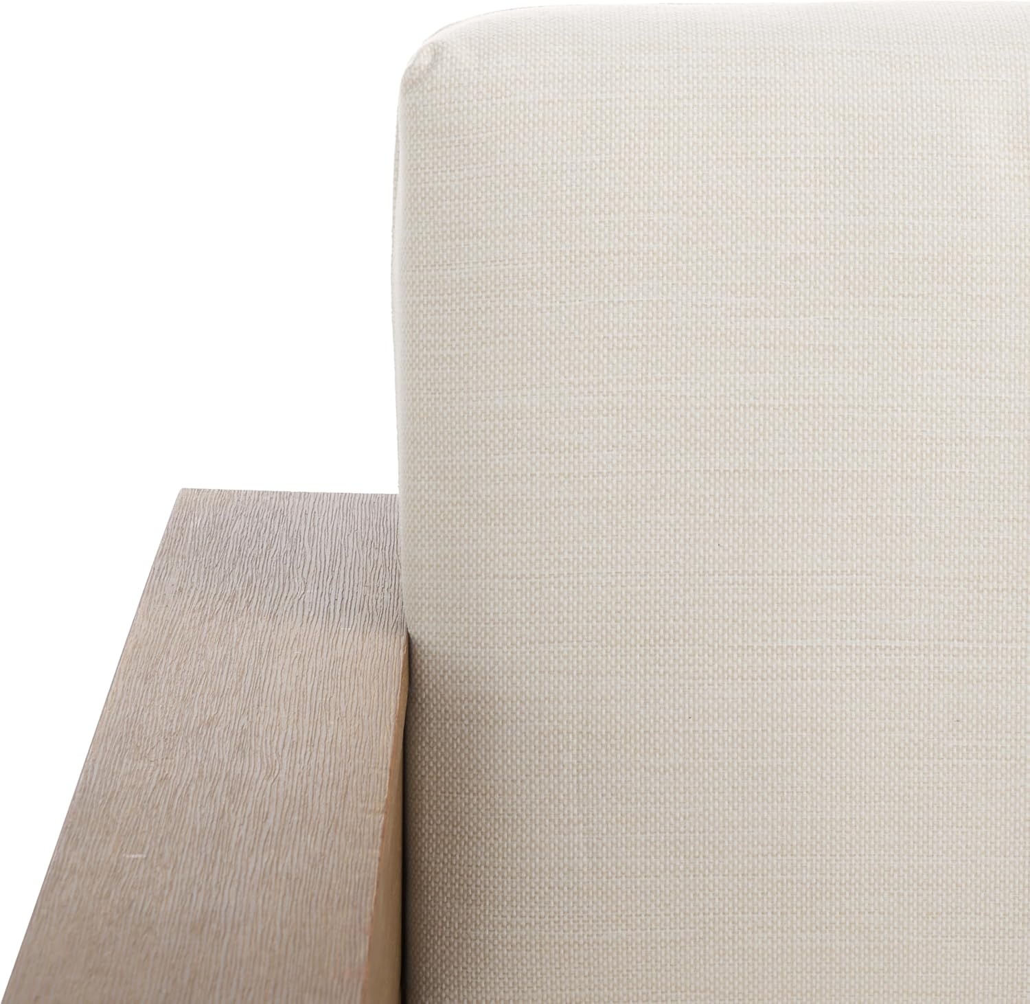 image:imageSAFAVIEH Couture Outdoor Patio Furniture Collection Santiago Natural Eucalyptus Patio Sofa with Beige Cushions Modern Seating CPT1051ANaturalBeige