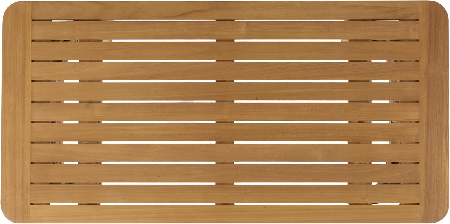 image:imageSAFAVIEH Couture Outdoor Patio Furniture Collection Skipper Teak Solid Wood Slatted Rectangular Coffee Table Modern WovenDetail Base Design CPT2009Natural