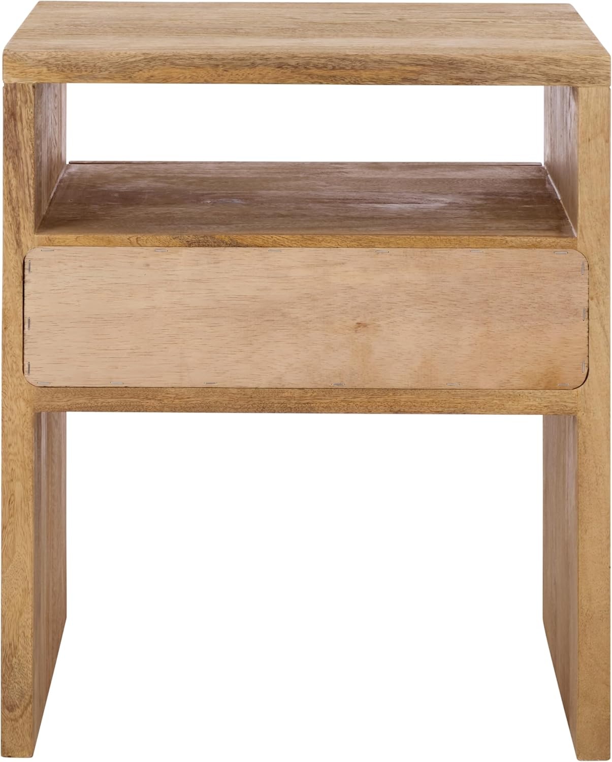 image:imageSAFAVIEH Home Collection Alonzo Light Mango Wood Nightstand with 1 Shelf amp 1 Drawer Fully Assembled NST6500ALight Mango Wood