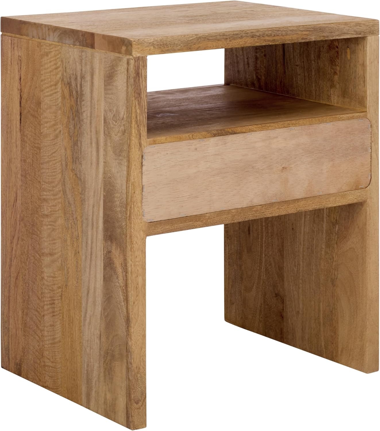 image:imageSAFAVIEH Home Collection Alonzo Light Mango Wood Nightstand with 1 Shelf amp 1 Drawer Fully Assembled NST6500ALight Mango Wood