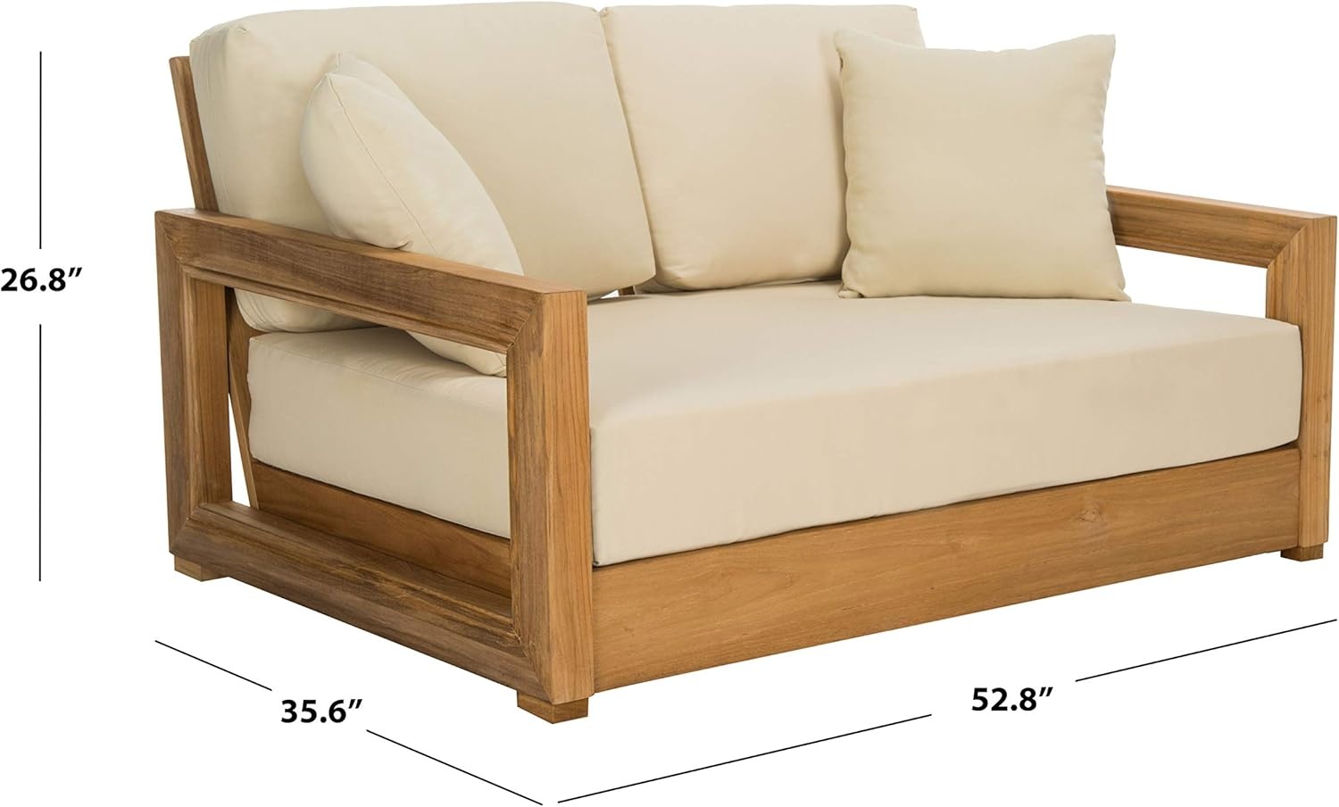 image:imageSafavieh CPT1003A Couture Montford Wood Loveseat 1 x 1 Brazilian TeakBeigeBeige