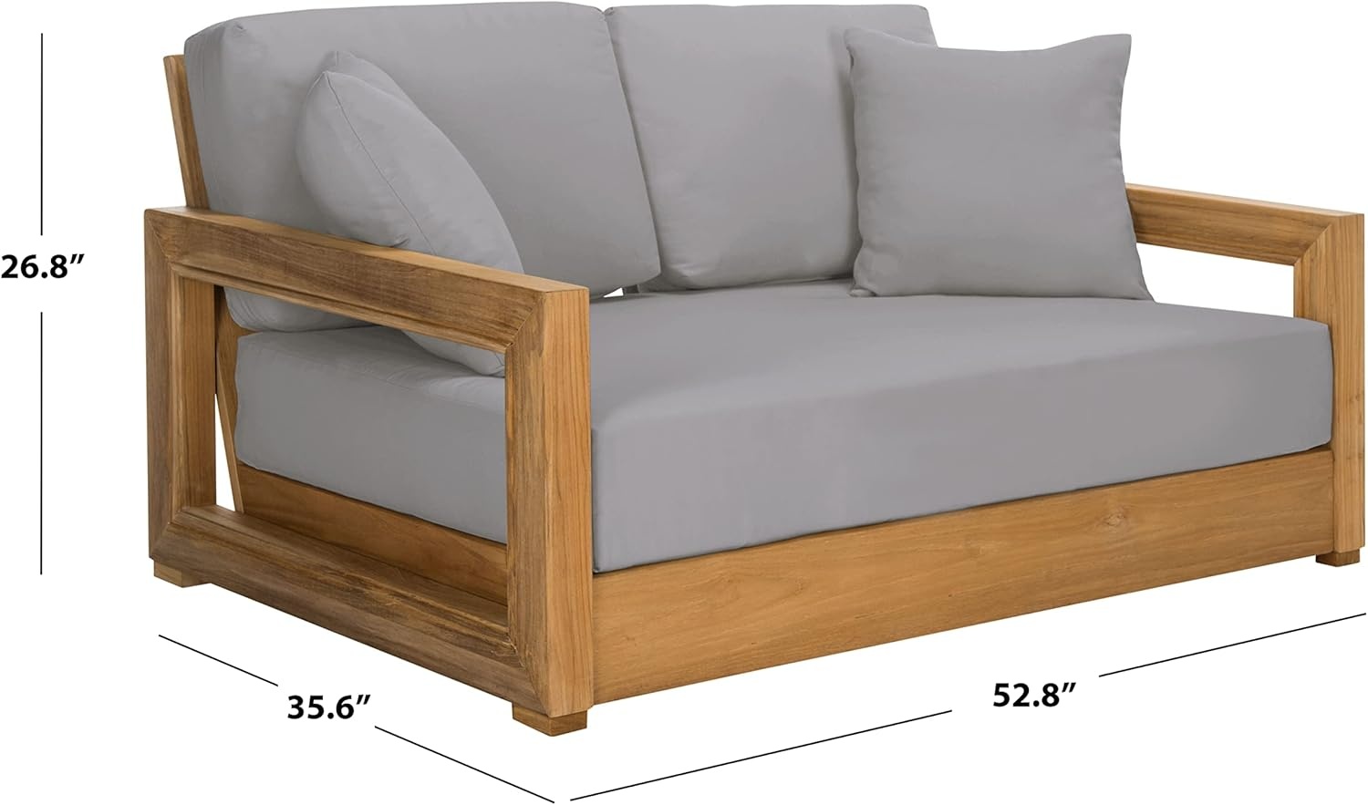 image:imageSafavieh CPT1003A Couture Montford Wood Loveseat 1 x 1 Brazilian TeakBeigeGrey