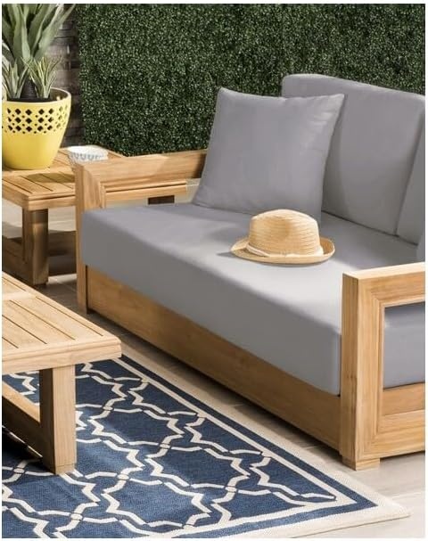 image:imageSafavieh CPT1003A Couture Montford Wood Loveseat 1 x 1 Brazilian TeakBeigeGrey