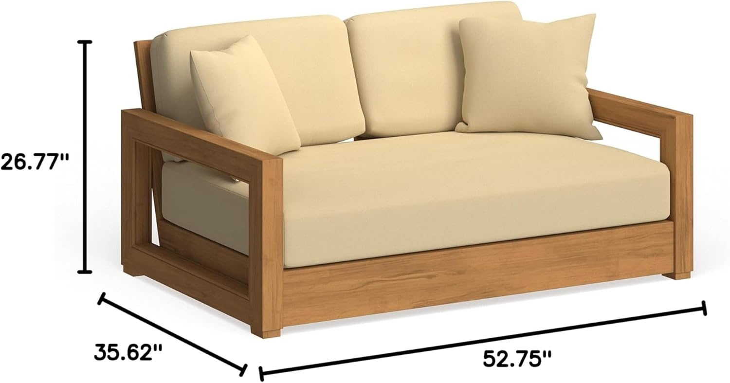 image:imageSafavieh CPT1003A Couture Montford Wood Loveseat 1 x 1 Brazilian TeakBeigeNatural TeakBeige