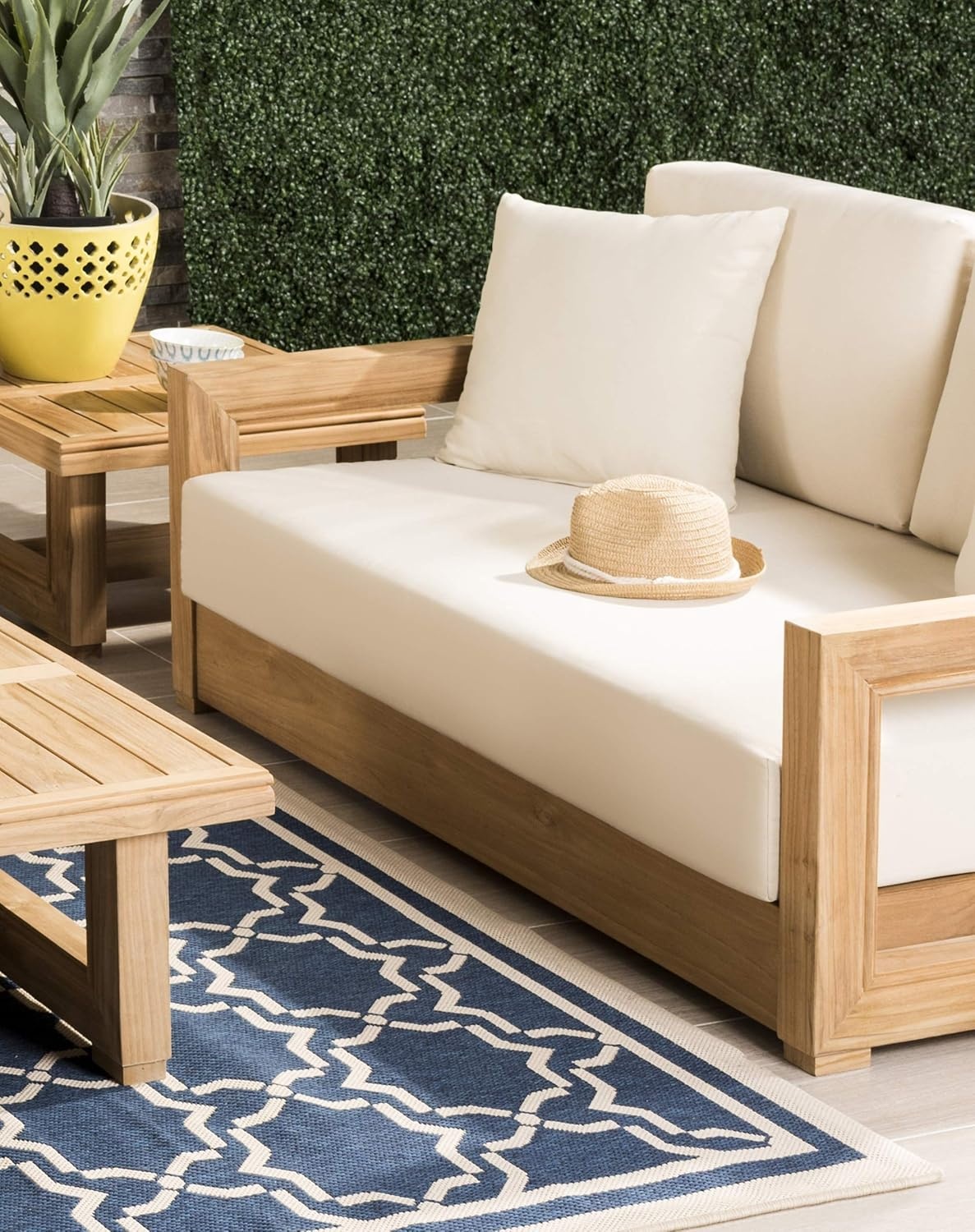 image:imageSafavieh CPT1003A Couture Montford Wood Loveseat 1 x 1 Brazilian TeakBeigeNatural TeakBeige