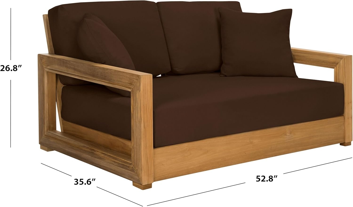 image:imageSafavieh CPT1003A Couture Montford Wood Loveseat 1 x 1 Brazilian TeakBeigeWhite