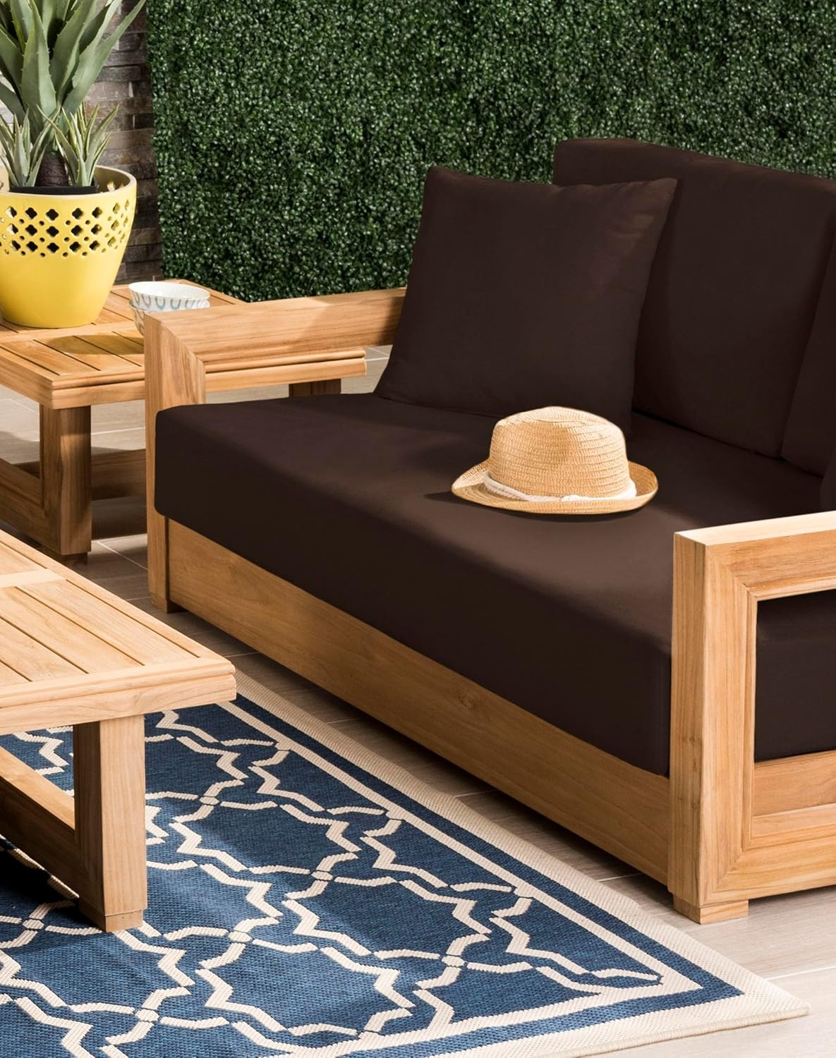 image:imageSafavieh CPT1003A Couture Montford Wood Loveseat 1 x 1 Brazilian TeakBeigeWhite