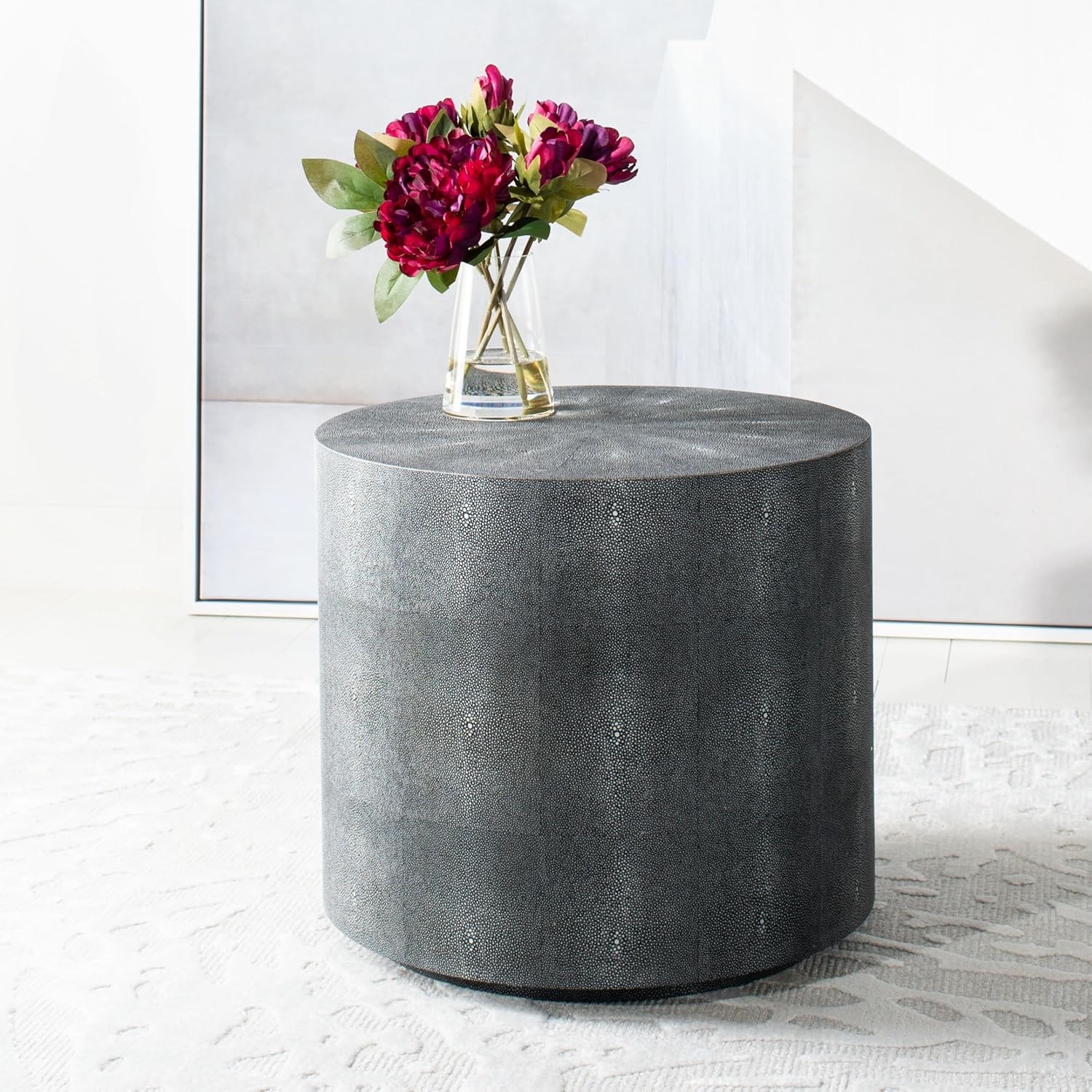image:imageSafavieh Couture Collection Diesel Black Faux Shagreen Round End TableBlack