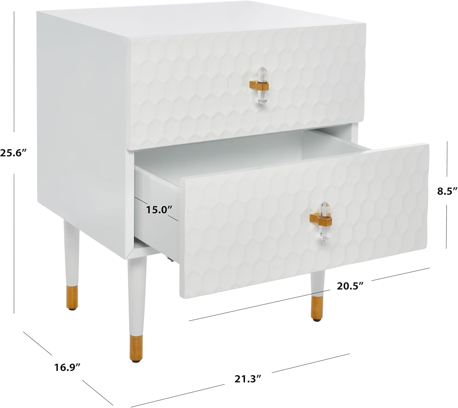 image:imageSafavieh Couture Home Neptune Glam White and Gold 2drawer Side TableWhite