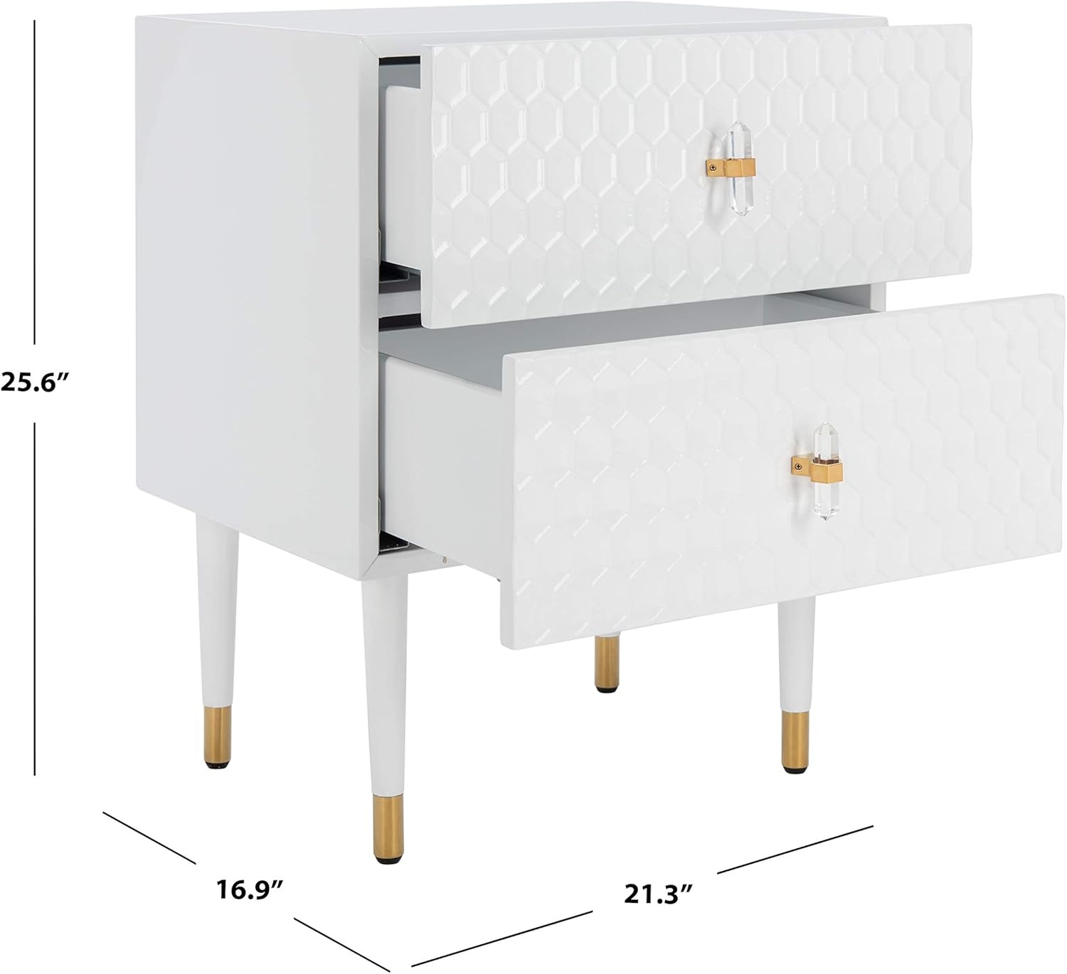 image:imageSafavieh Couture Home Neptune Glam White and Gold 2drawer Side TableWhite